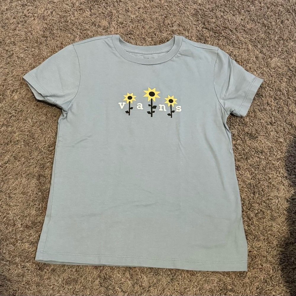 Vans Light Blue Tee with Yellow Sunflower Design